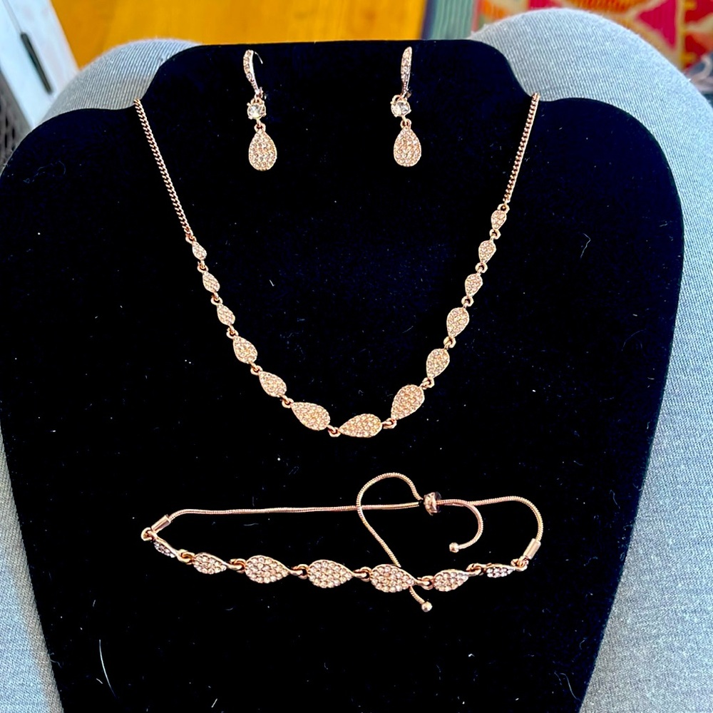 3 piece Rose Gold Givenchy set,Necklace, Bracelet, Earrings